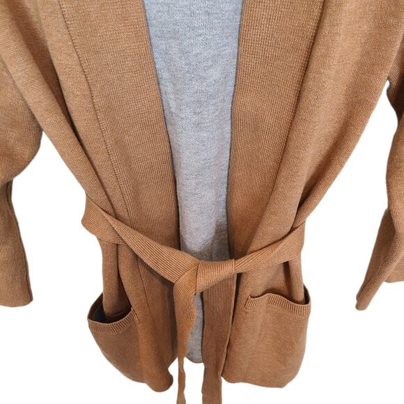 Moth Anthropologie Sweater Cardigan Women S Rizzo Belted Camel Wrap Belted - Picture 4 of 11